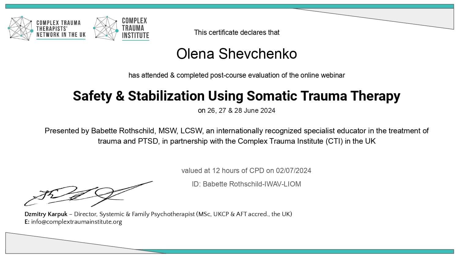 Certificate zvorotnogo zv yazku na vebina Babet te Rothschild 2024 Certificate zvorotnogo zv yazku na vebina Babet te Rothschild 2024