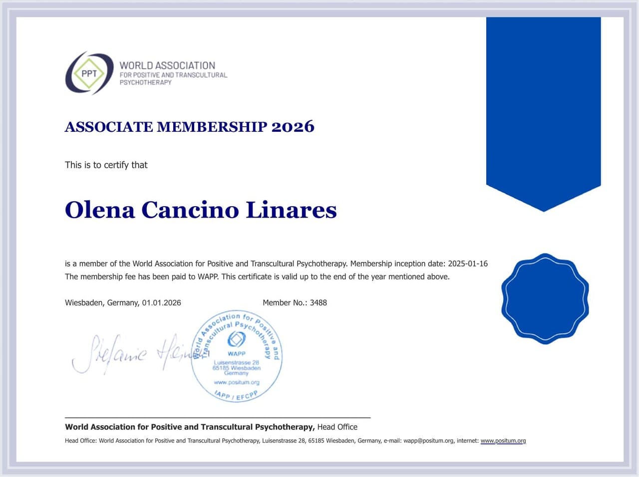 WAPP Associate Membership 2026 Olena Cancino Linares WAPP Associate Membership 2026 Olena Cancino Linares